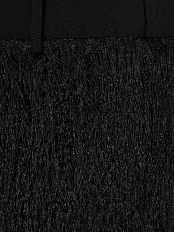 REISS Pants Women Atelier Fringed Crepe Trousers Black