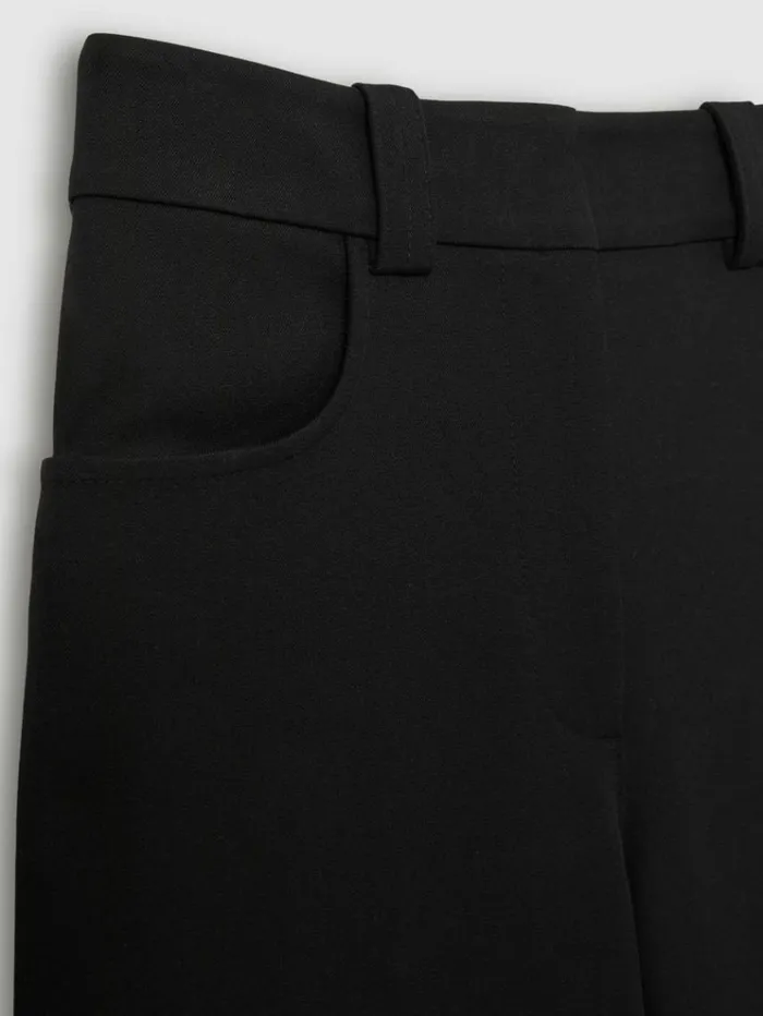 REISS Pants Women Cropped WideLeg Twill Trousers Black