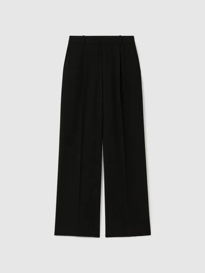 REISS Pants Women HalfElasticated Wide Leg Trousers Black