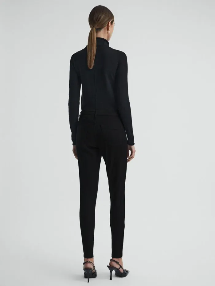 REISS Pants Women Mid Rise Skinny Jeans Black