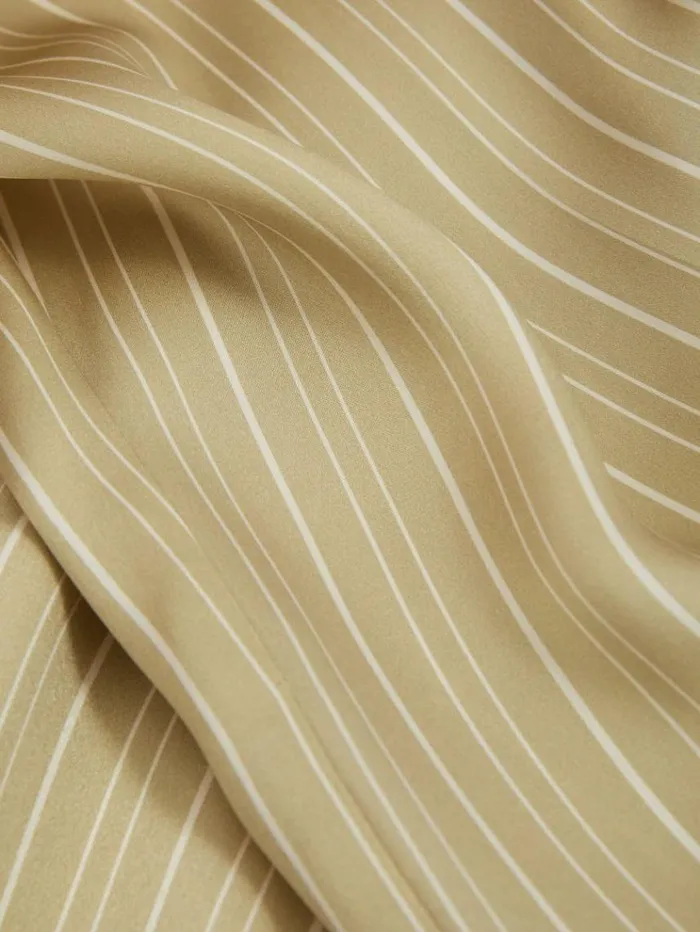 REISS Pants Women Paige Silk Striped Wide Leg Trousers Olive