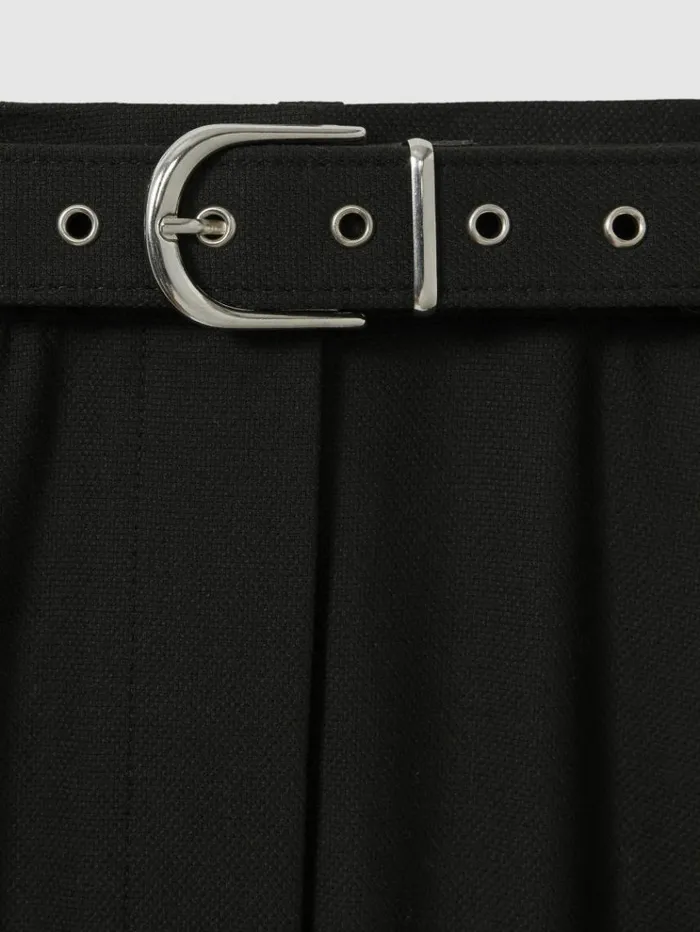 REISS Pants Women Tapered Belted Trousers Black