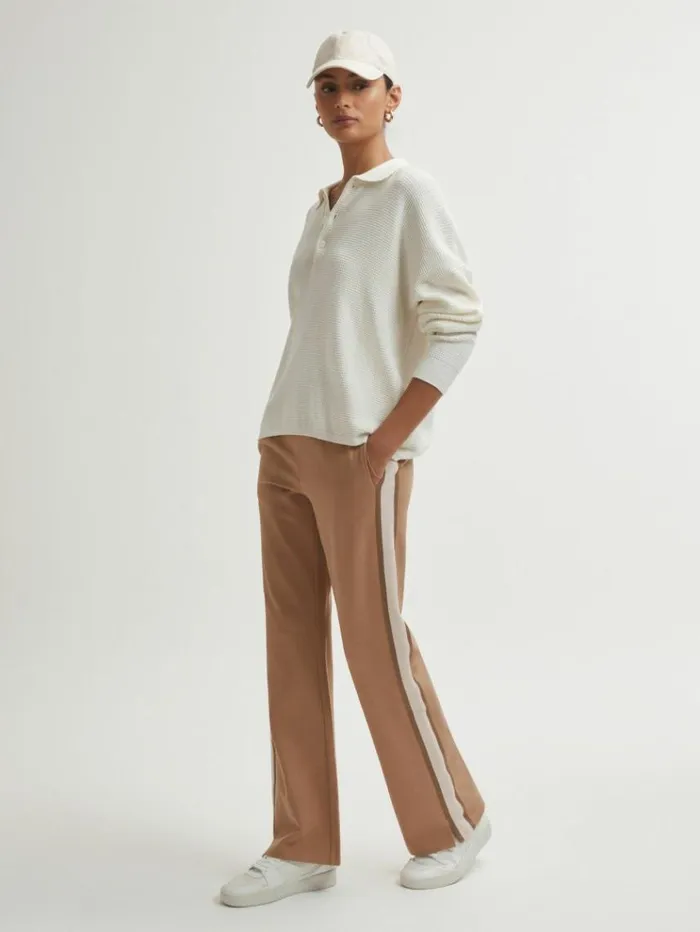 REISS Pants Women The Upside Contrast Stripe Elasticated Joggers Clay