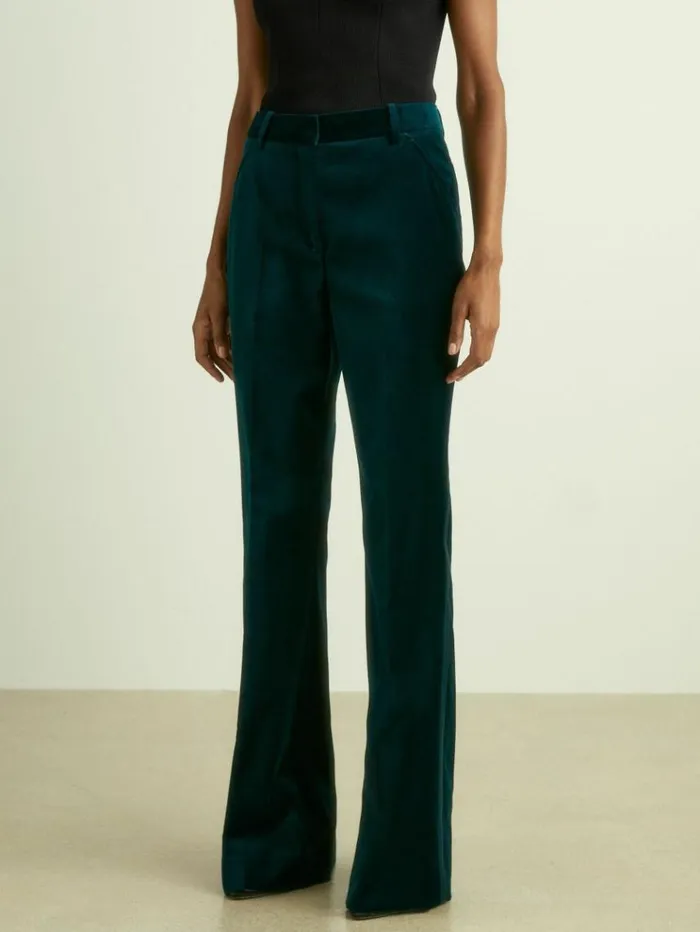 REISS Pants Women Velvet Flared Suit Trousers Teal