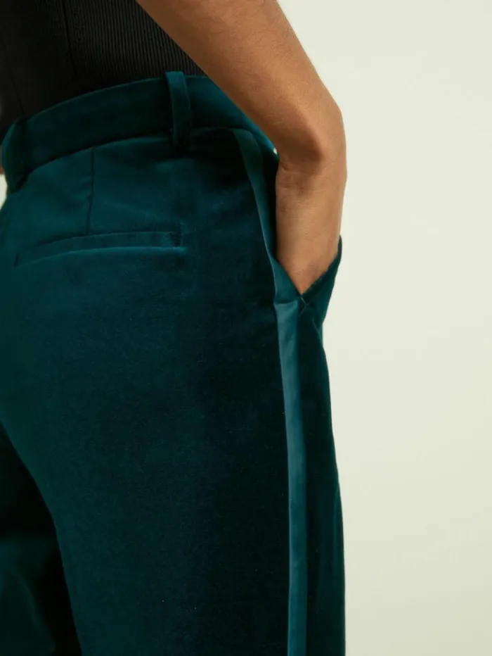 REISS Pants Women Velvet Flared Suit Trousers Teal