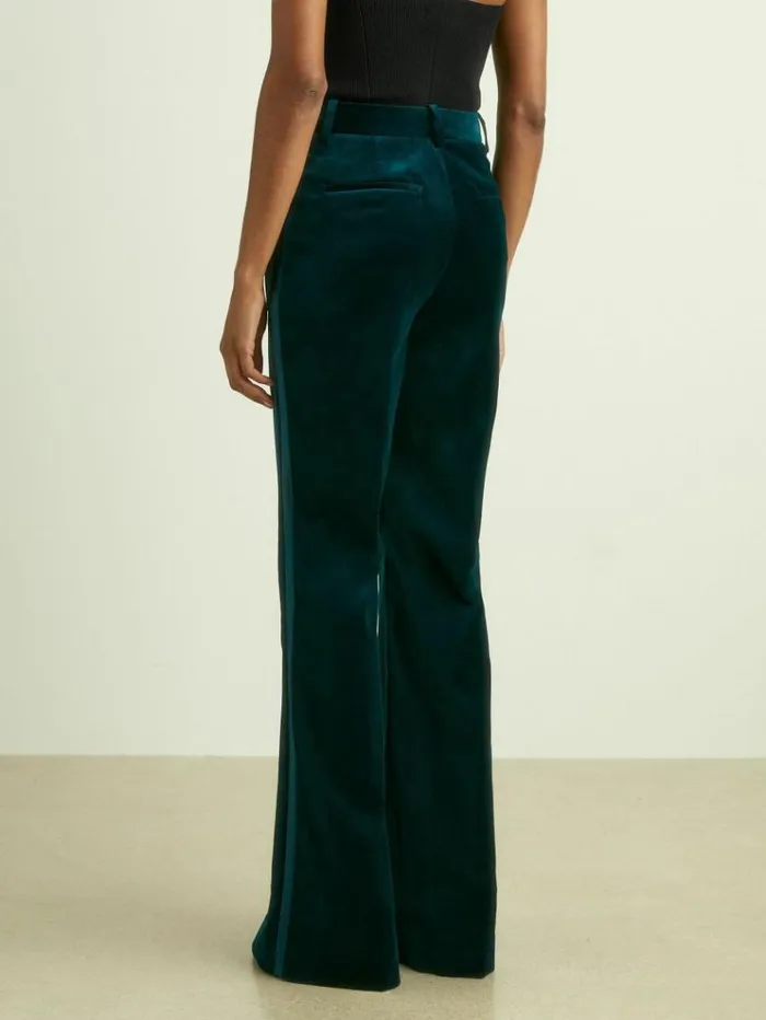 REISS Pants Women Velvet Flared Suit Trousers Teal