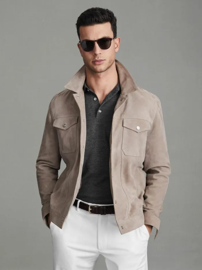 REISS Polo Shirts Men Merino Wool Polo Shirt Derby Grey Marl
