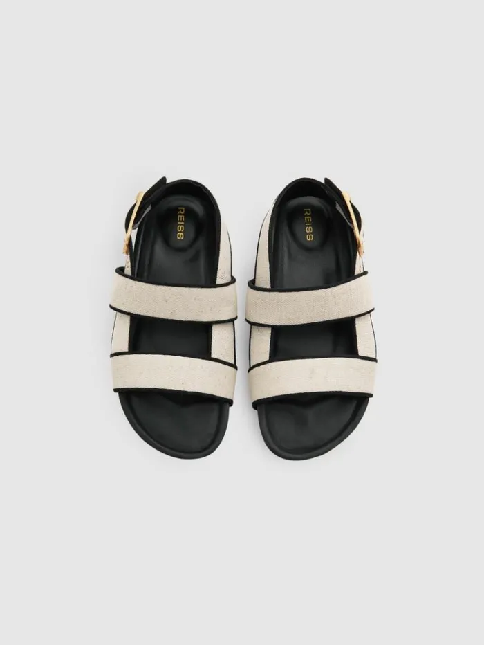 REISS Sandals Women Strappy Chunky Canvas Sandals Black