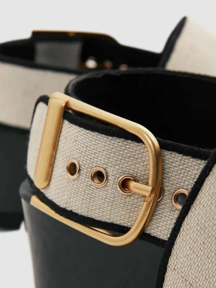 REISS Sandals Women Strappy Chunky Canvas Sandals Black