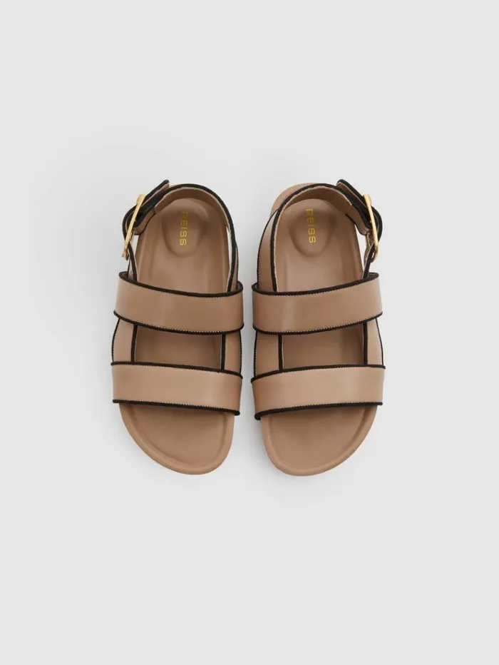 REISS Sandals Women Strappy Chunky Leather Sandals Tan