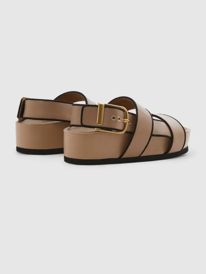 REISS Sandals Women Strappy Chunky Leather Sandals Tan