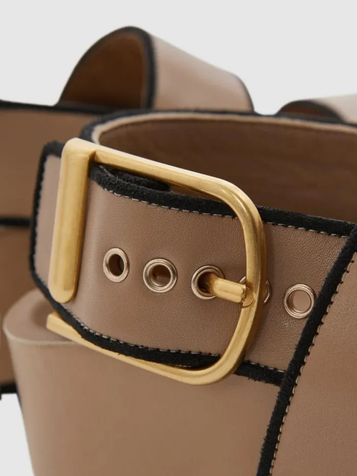 REISS Sandals Women Strappy Chunky Leather Sandals Tan