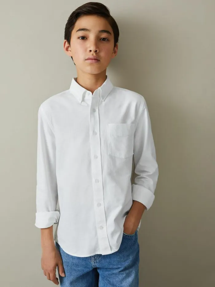 REISS Shirts Children 100 Oxford Cotton Shirt White