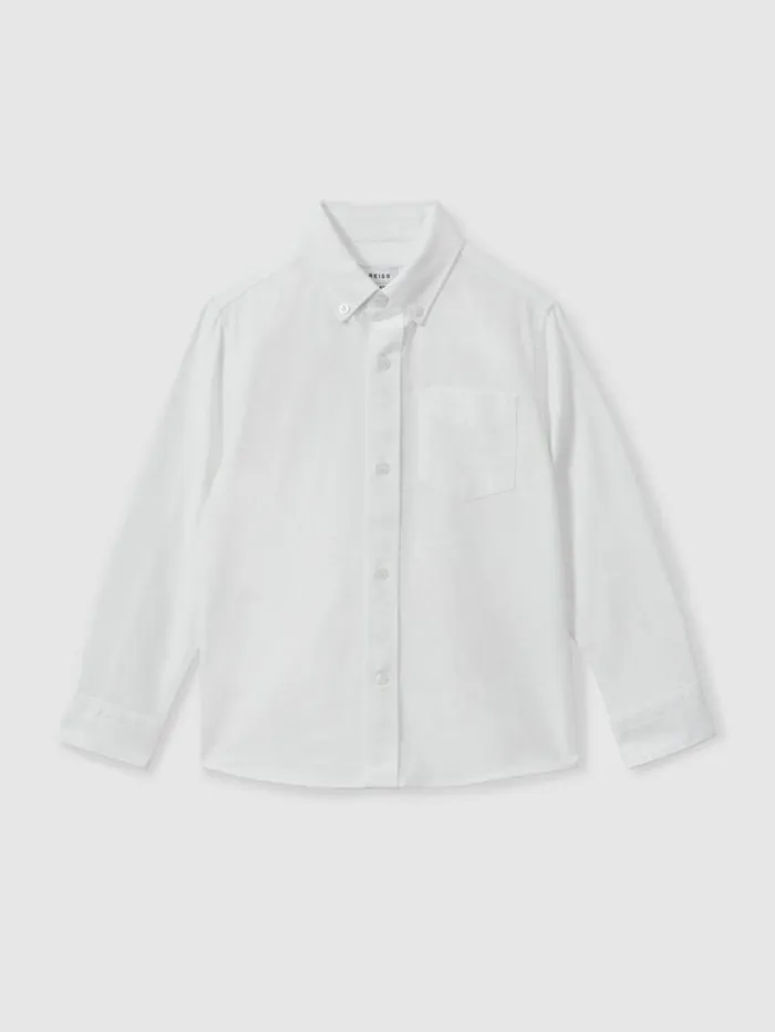 REISS Shirts Children 100 Oxford Cotton Shirt White