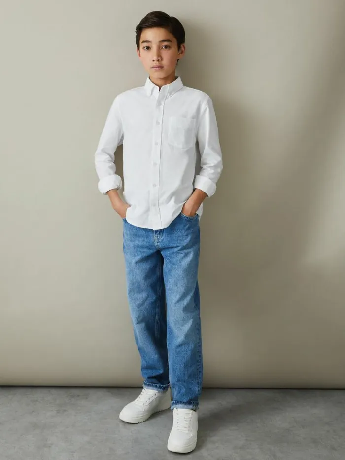 REISS Shirts Children 100 Oxford Cotton Shirt White