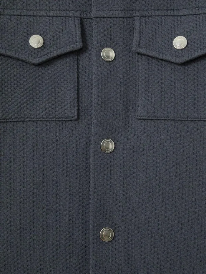 REISS Shirts Children Textured Cotton Blend Jacket Steel Blue