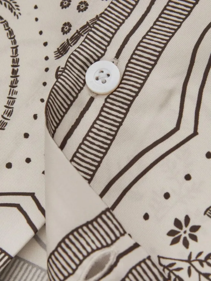 REISS Shirts Men Ch Printed Cuban Collar Shirt Champagnebrown