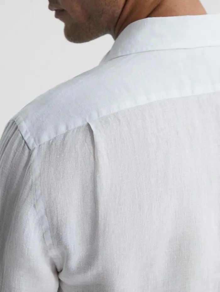 REISS Shirts Men Linen Button Through Shirt White