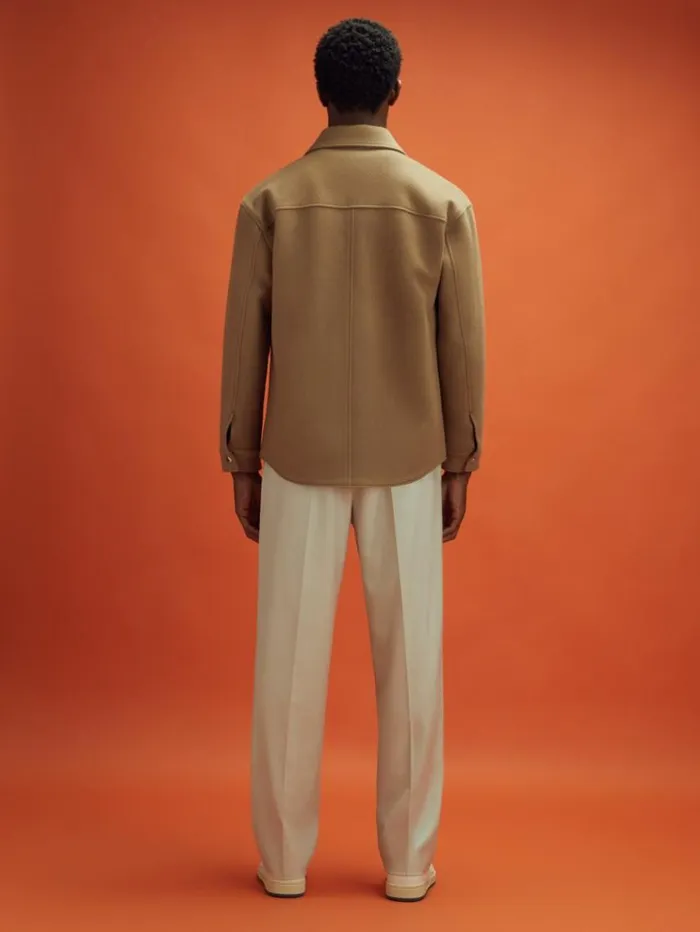 REISS Shirts Men McLaren F1 Wool Blend Twin Pocket Overshirt Camel