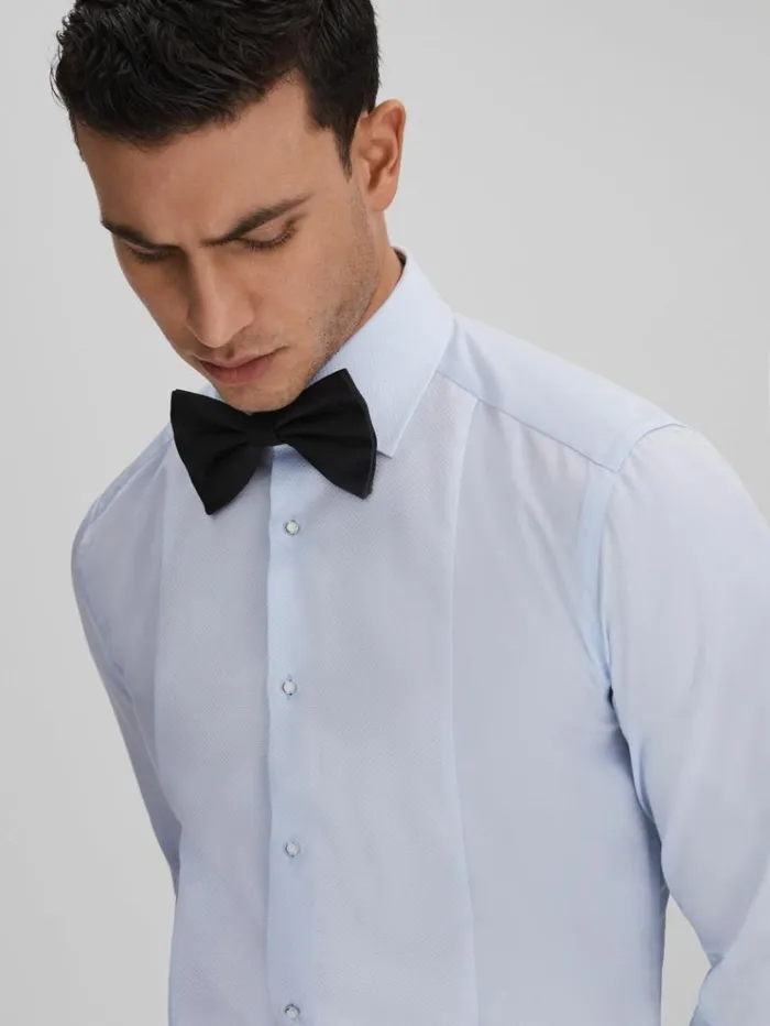 REISS Shirts Men Slim Fit Cotton Marcella Tuxedo Shirt Soft Blue REISS Shirts Men Slim Fit Cotton Marcella Tuxedo Shirt Soft Blue