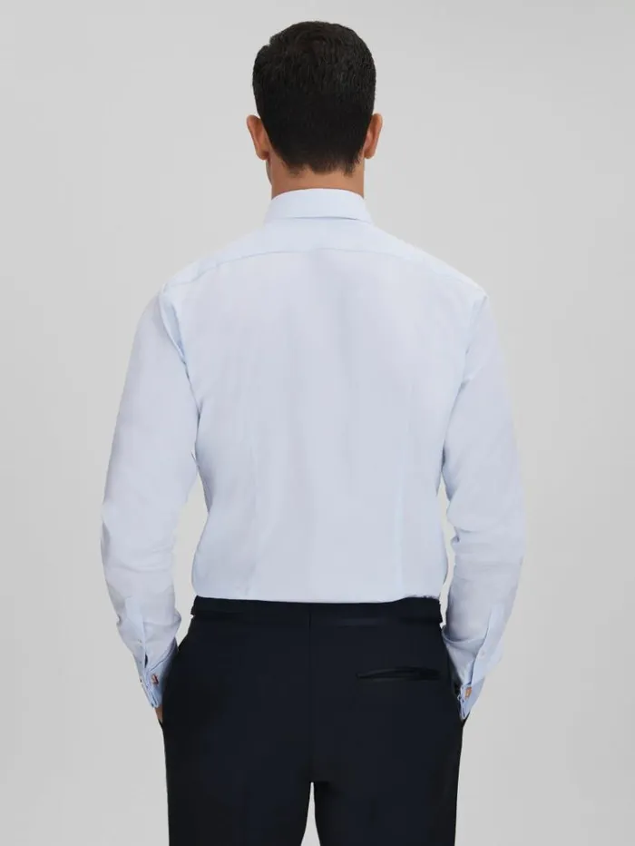 REISS Shirts Men Slim Fit Cotton Marcella Tuxedo Shirt Soft Blue REISS Shirts Men Slim Fit Cotton Marcella Tuxedo Shirt Soft Blue