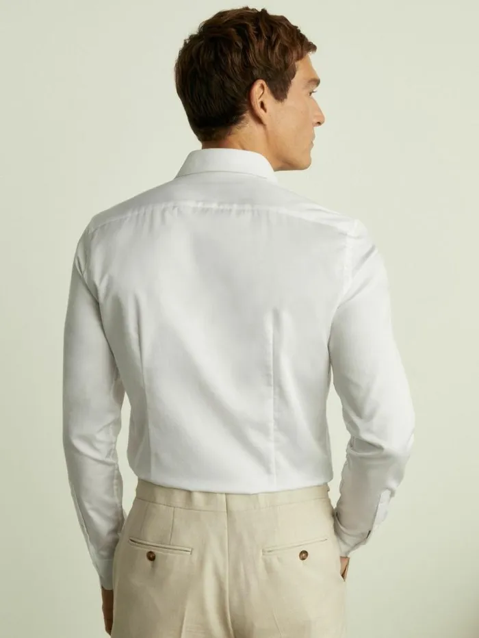 REISS Shirts Men Slim Fit Cotton Marcella Tuxedo Shirt White REISS Shirts Men Slim Fit Cotton Marcella Tuxedo Shirt White