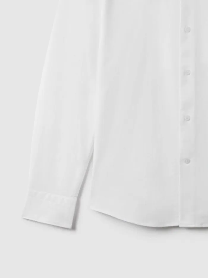 REISS Shirts Men Slim Fit Cotton Oxford Shirt White