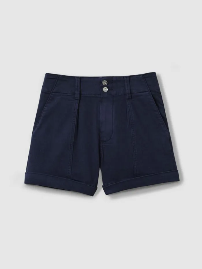 REISS Shorts Women Paige High Rise Shorts With TurnedUp Hems Navy