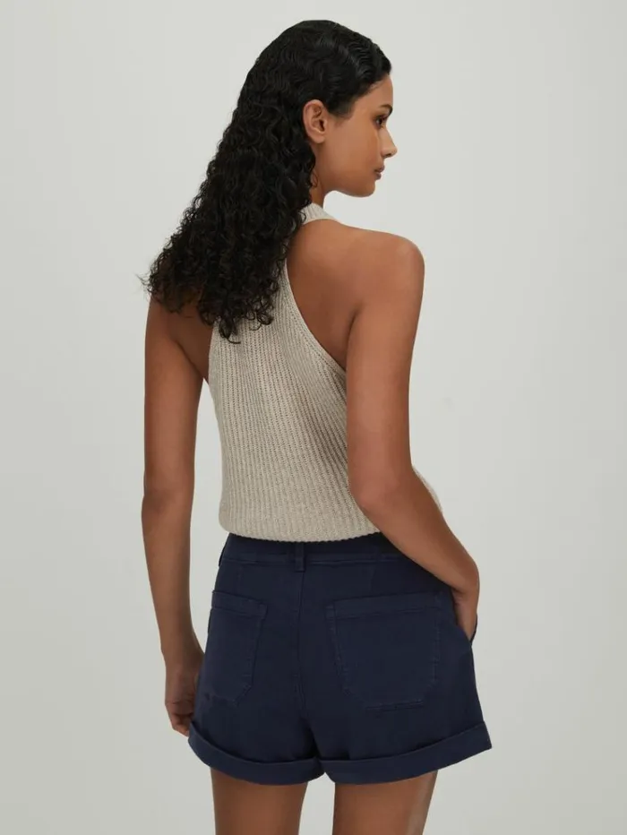 REISS Shorts Women Paige High Rise Shorts With TurnedUp Hems Navy