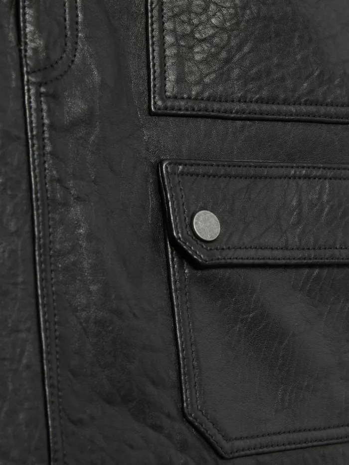 REISS Skirts Women GrainedLeather HighRise Mini Skirt Black