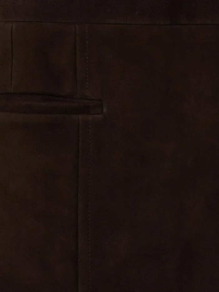 REISS Skirts Women Suede Mini Skirt Chocolate