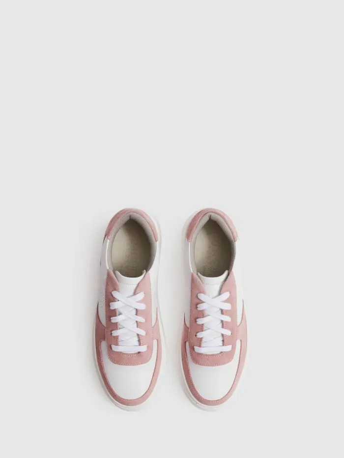 REISS Sneakers Women Unseen Footwear Suede And Leather Trainers Pinkwhite