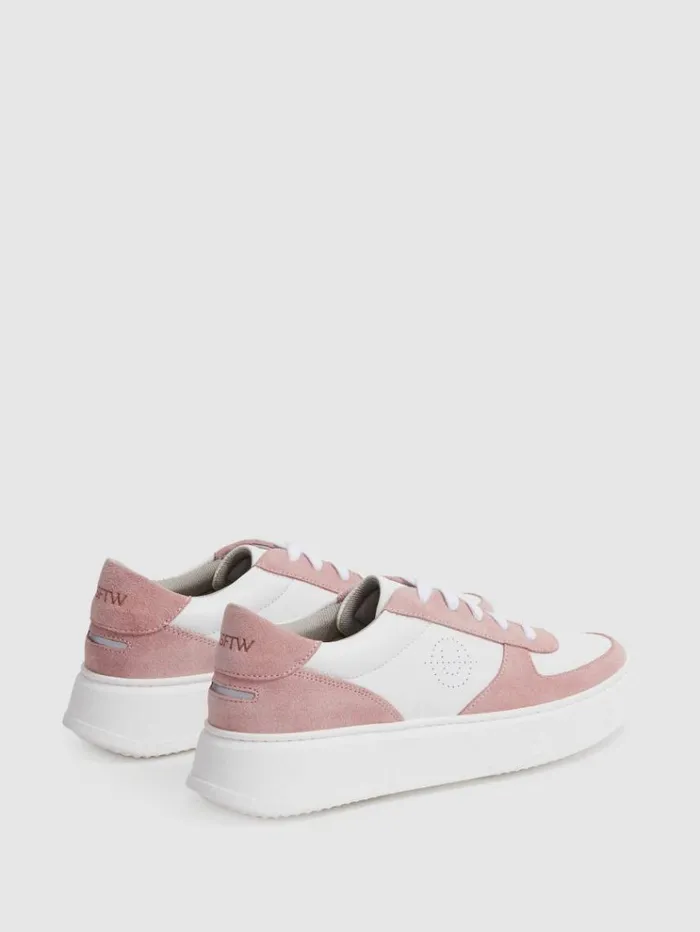 REISS Sneakers Women Unseen Footwear Suede And Leather Trainers Pinkwhite
