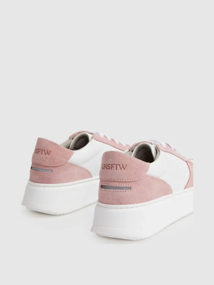 REISS Sneakers Women Unseen Footwear Suede And Leather Trainers Pinkwhite