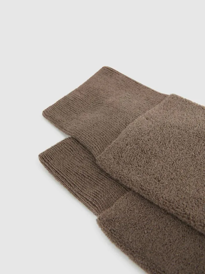 REISS Socks and Underwear Men Cotton Blend Terry Towelling Socks Taupe Melange