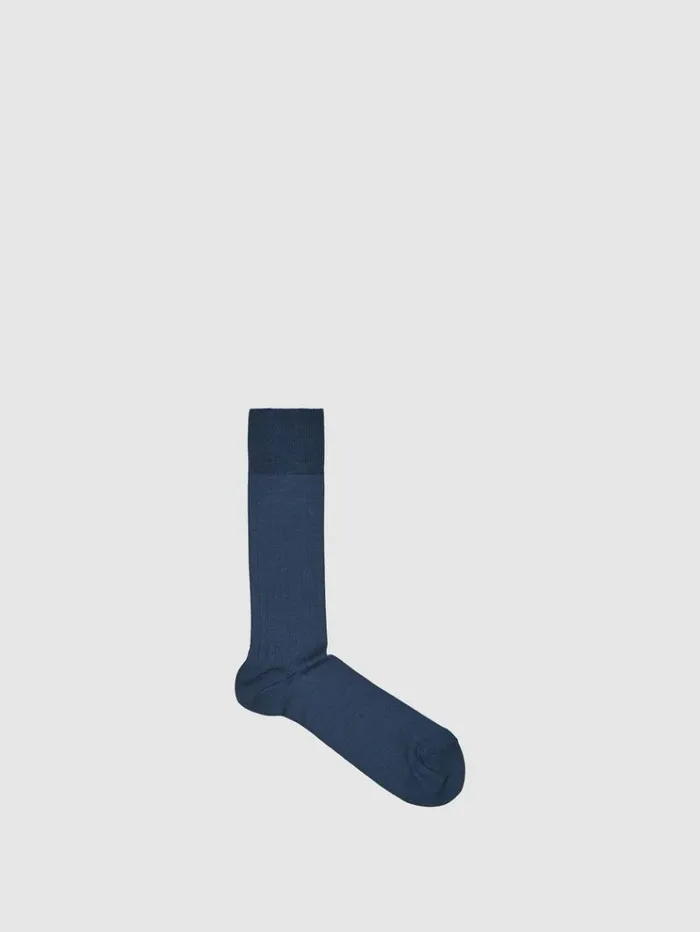 REISS Socks and Underwear Men Ribbed Socks Airforce Blue