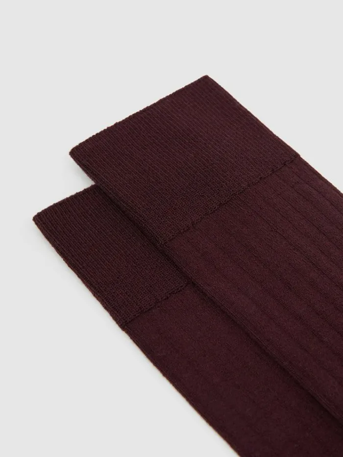 REISS Socks and Underwear Men Ribbed Socks Bordeaux