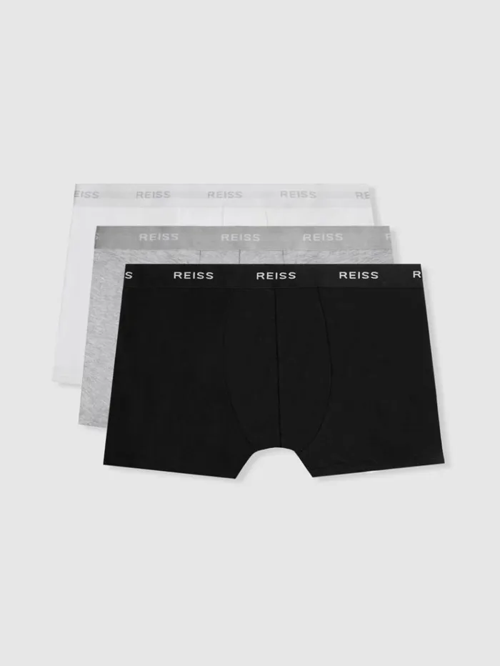 REISS Socks and Underwear Men Three Pack Organic Cotton Boxers Multi