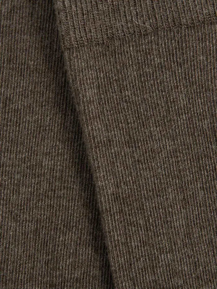REISS Socks Women Cotton Blend Ribbed Loafer Socks Chocolate