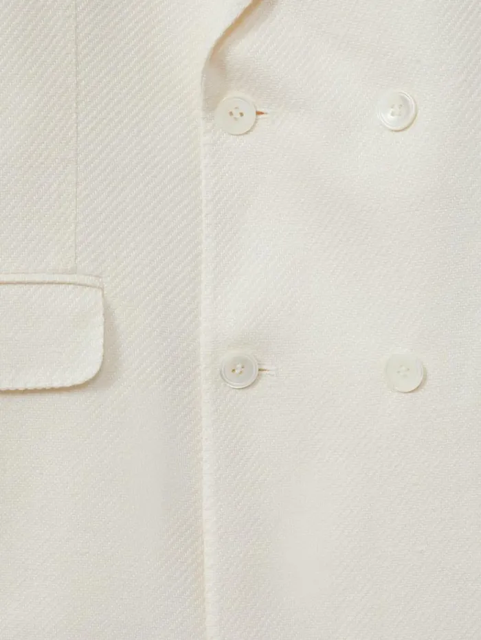 REISS Suits and Tailoring Men Oscar Jacobson LinenWool Twill Double Breasted Snow White Blazer Snow White