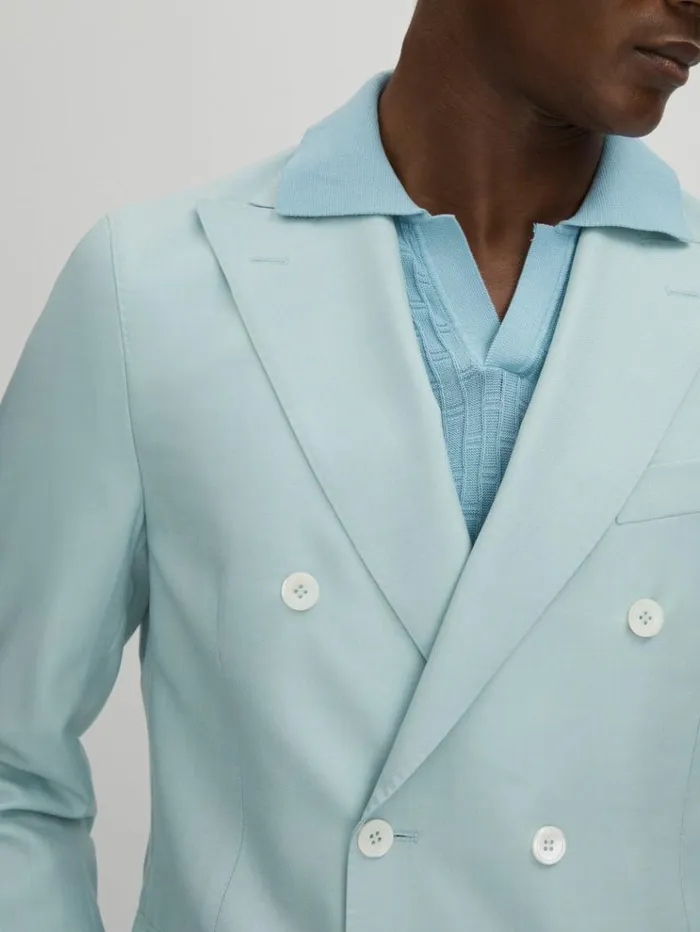REISS Suits and Tailoring Men Oscar Jacobson Wool Double Breasted Blazer Blue