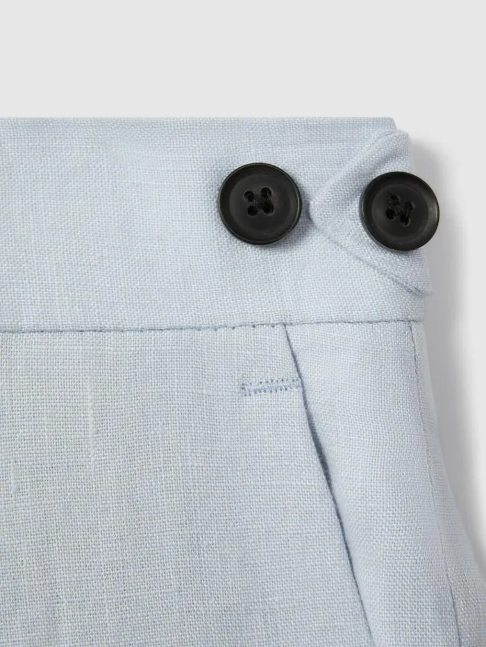 REISS Suits and Tailoring Men Slim Fit Linen Adjuster Trousers Soft Blue