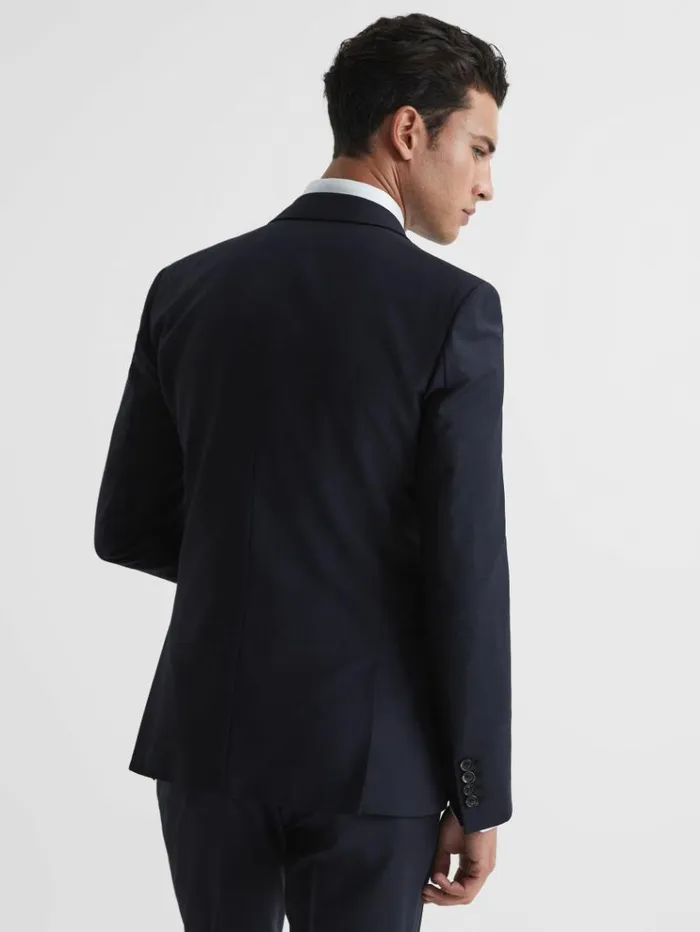 REISS Suits and Tailoring Men Slim Fit Single Breasted Wool Blazer Navy