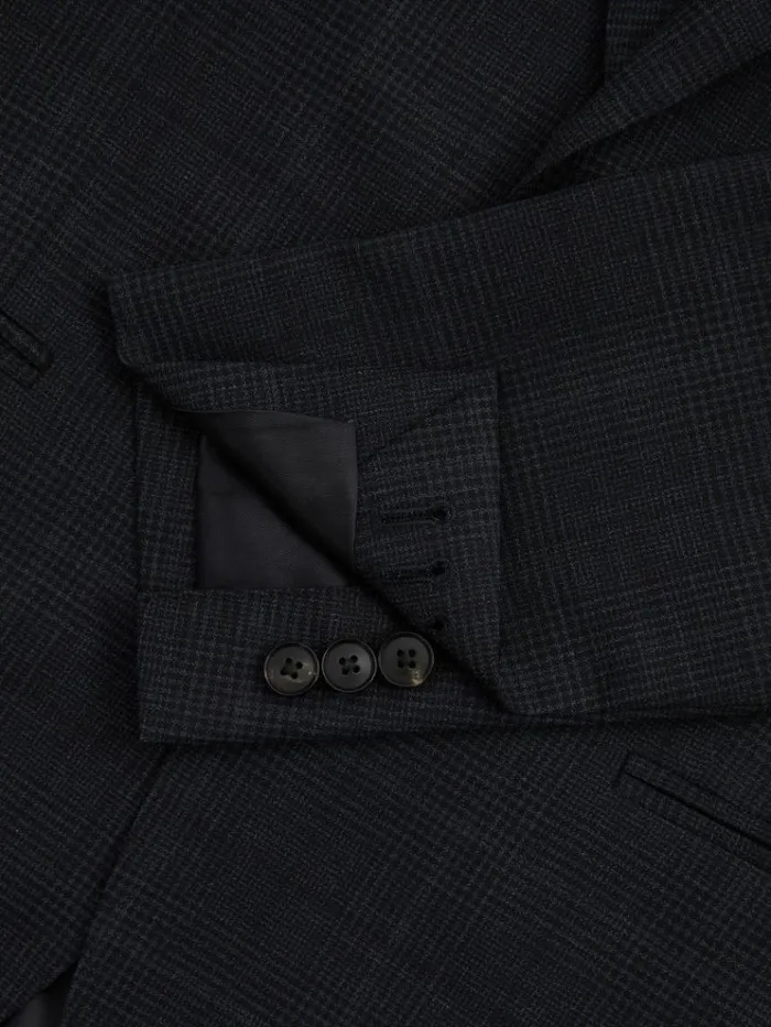 REISS Suits and Tailoring Men Wool Blend Prince Of Wales Check Single Breasted Blazer Navy