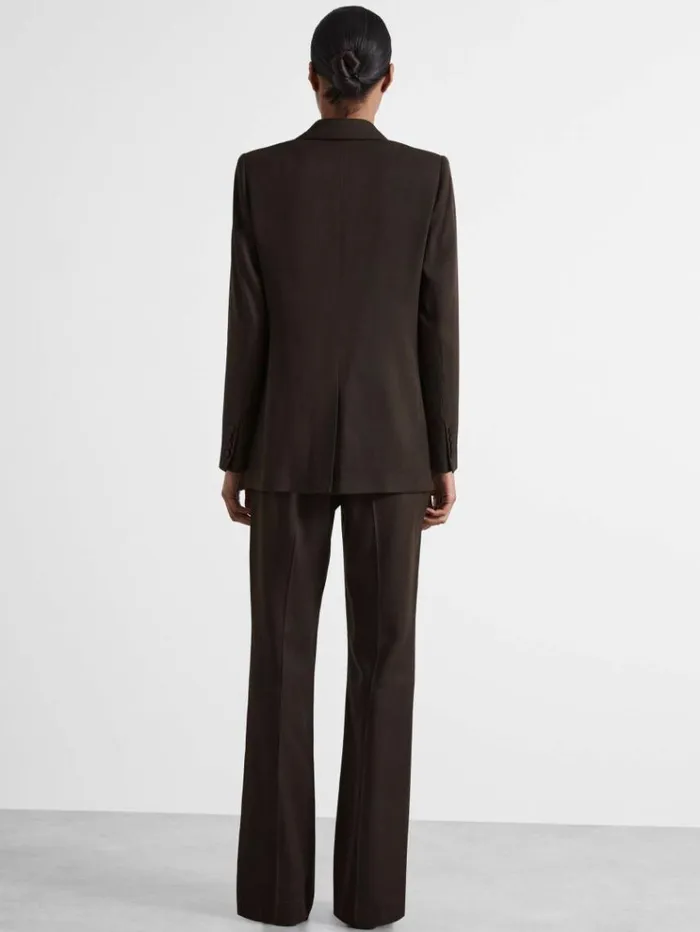 REISS Suits and Tailoring Women Atelier DoubleBreasted VirginWool Blend Suit Jacket Chocolate