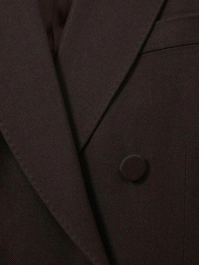 REISS Suits and Tailoring Women Atelier DoubleBreasted VirginWool Blend Suit Jacket Chocolate