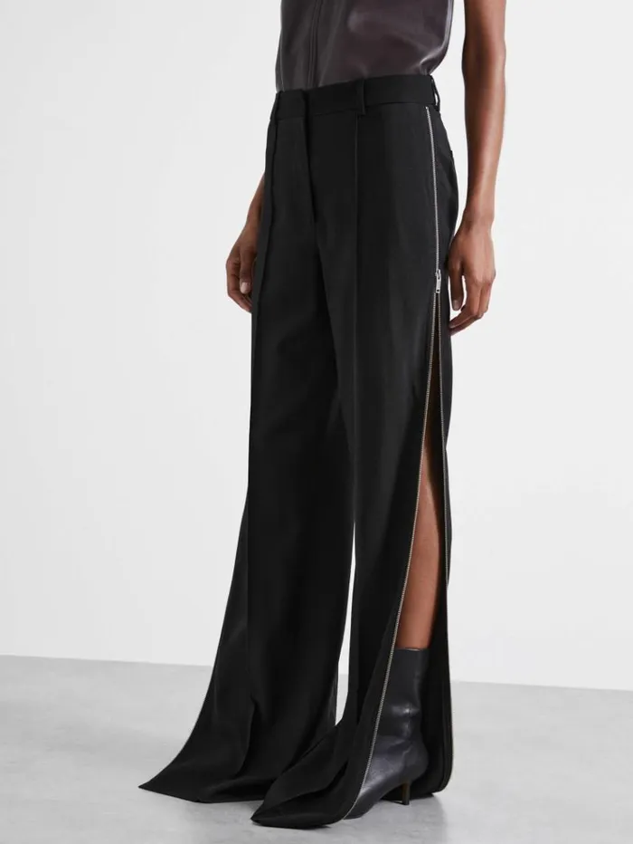 REISS Suits and Tailoring Women Atelier Virgin Wool ZippedOutseam Trousers Black