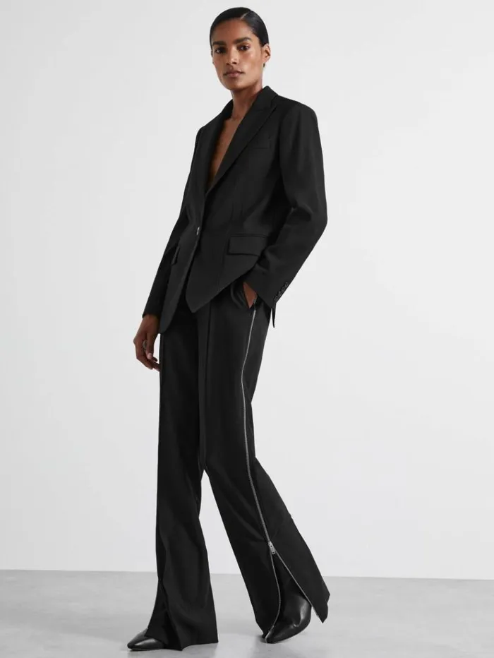 REISS Suits and Tailoring Women Atelier Virgin Wool ZippedOutseam Trousers Black