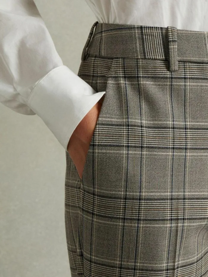 REISS Suits and Tailoring Women Checked Slim Fit Suit Trousers Grey Check