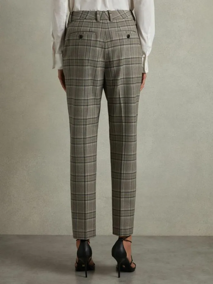 REISS Suits and Tailoring Women Checked Slim Fit Suit Trousers Grey Check